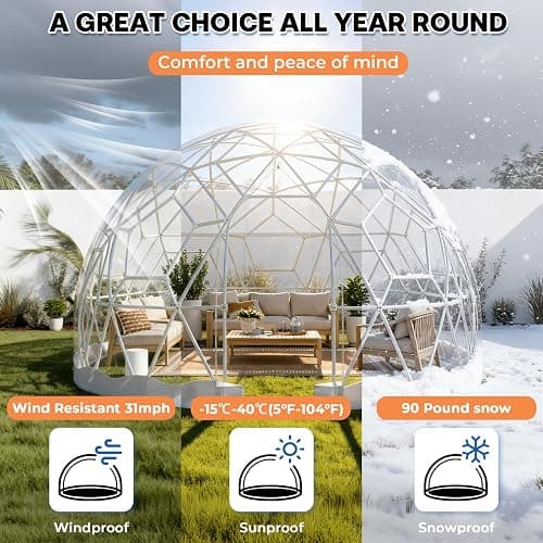 12 x 7.2 FT Garden Dome Tent, Outdoor TPU Greenhouse for 4-8 Person, Greenhouse Garden Tent with Window, Waterproof Clear Dome Tent Suitable for Camping, Party, Wedding, Christmas thumbnail 3