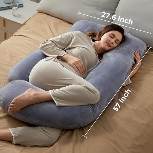 Momcozy Pregnancy Pillows for Sleeping, U Shaped Full Body Maternity Pillow with Removable Cover - Support for Back, Legs, Belly, HIPS for Pregnant Women, 57 Inch Pregnancy Pillow for Women, Grey thumbnail 3
