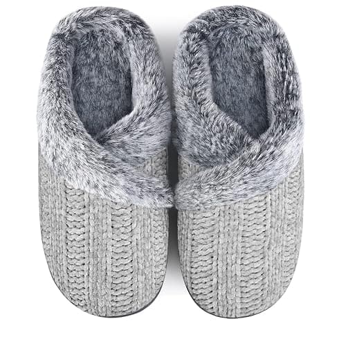 Slippers for Women Fuzzy House Slip on Indoor Outdoor Bedroom Furry Fleece Lined Ladies Comfy Memory Foam Female Home Shoes Anti-Skid Rubber Hard Sole - Image 1