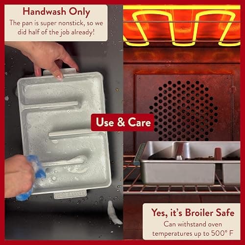 Baker's Edge Brownie Pan, The Original All Edges Brownie Pan for Baking | Premium Double Nonstick Coating, Heavy Gauge Cast Aluminum, Rectangular 9x12” Size Baking Pan - US Patented Design thumbnail 8