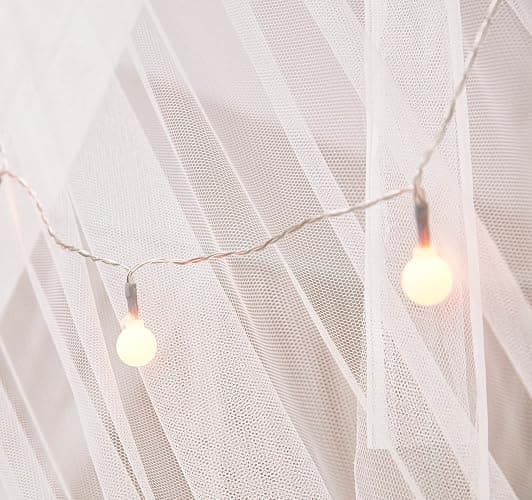 Mengersi Bed Canopy with Lights for Full Queen King Size Bed,4 Corner Post Bed Drapes Canopy for Bed,Canopy Bed Curtains Elegant Bedroom Decoration Accessories(White+Lights) thumbnail 7