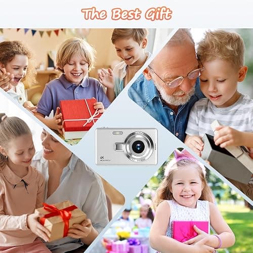 Digital Camera 1080P FHD 44MP with 2.4" LCD Screen,16X Digital Zoom, Compact Portable Vlogging Camera with 32gb SD Card for Kids Teen Students Beginner (Silver) thumbnail 7