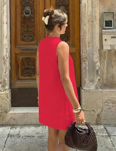 FOMELY Womens Square Neck Cotton Sundress Casual Summer Mini Dress 2026 | Sleeveless Tank Dresses for Women Lace Flowy Sundress, Ideal for Beach, Vacation, Daily Wear, Comfy&Cute Style thumbnail 4