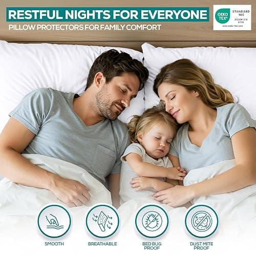 Set of 4 Pillow Protectors with Zipper King Size, Bed Bug and Dust Mite Proof Pillow Covers, Ultra Soft Pillow Encasements, Moisture Wicking and Waterproof Pillow Cases by Utopia Bedding (White) thumbnail 6