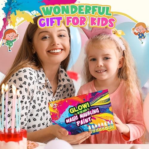 Hapikids Glow Water Marbling Paint for Kids, Arts and Crafts for Kids Age 6-12 Toys for 7-12 Year Old Girls Gift for 9 10 11 Year Olds Girls Boys Crafts for Kid Age 7-12 Birthday Gift Ideas thumbnail 7