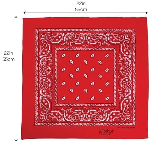 Motique Accessories Set of 3 Paisley Bandanas – 100% Cotton 22 Inch Head Scarf Neck Bandana Face Cover thumbnail 5