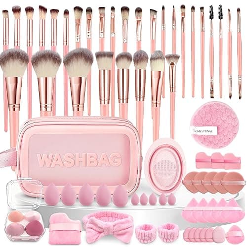CLRDZN 70Pcs Makeup Brushes Set, Pink Professional Makeup Brush Set Multi-functional Makeup Brush Kit, Eye and Face Makeup Brushes & Tools, Premium Synthetic Facial Makeup Accessories - Image 1