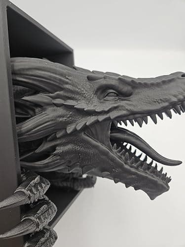 Dragons Awakening Book End – Fantasy Book Nook Insert for Dragon Readers – Unique Home Decor for Bookshelves & Libraries (Black - 2 Arms) thumbnail 7