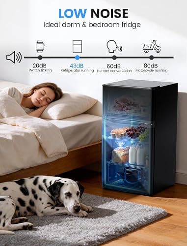 COWSAR 2.5 Cu.Ft Mini Fridge with Freezer, Double Reversible Door Compact Dorm Refrigerator with 2 Removable Shelves, Commercial Apartment Fridge for Bedroom, Office, Kitchen, Dorm, Black thumbnail 6