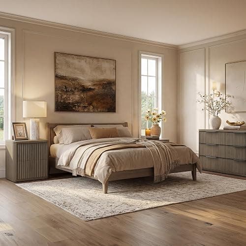 SICOTAS Night Stand Set of 2-2 Drawer Bedroom Nightstands | 24.4" Tall Storage Bedside Table Large Fluted Bed Side End Table Fluted Wide Night Stands for Sofa Couch Office thumbnail 7