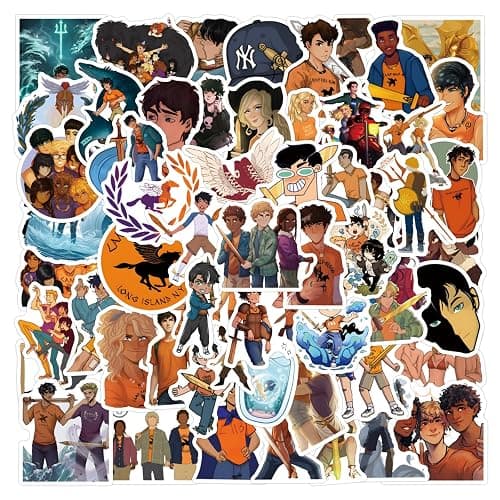 Percy Jackson Stickers for Kids, 50PCS Movie Stickers,Hot Cartoon Anime Vinyl Sticker for Water Bottle Laptop Phone Scrapbooking Journaling for Adults Teens for Party Supply Favor (Percy) - Image 1
