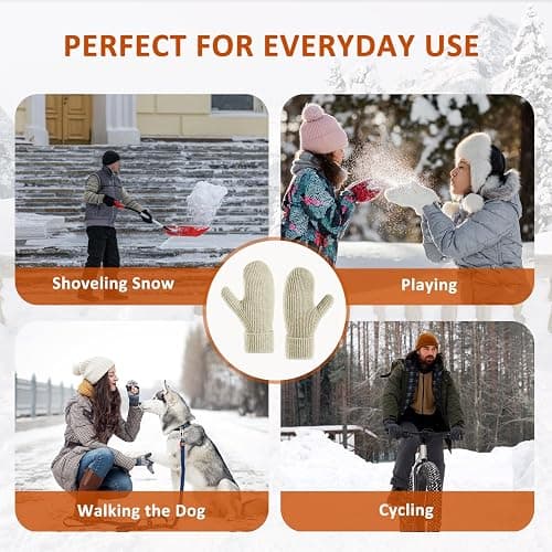 Bototack Winter Mittens for Women Men Warm Fleece Lining Stretchy Kit Thermal Snow Gloves for Cold Weather Gifts thumbnail 6