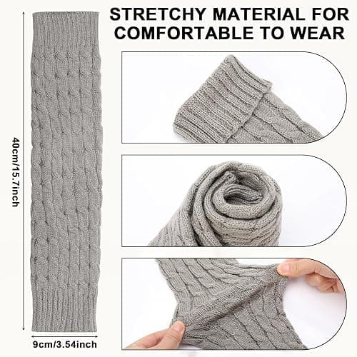 Fingertip WD Leg Warmers for Women | Winter Knee High Cable Knit Warm Long Boot Socks for 80s Accessories Party Yoga Dance thumbnail 6