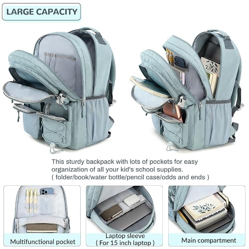 Lohol Water Resistant Backpack with Mulitiple Pockets for School Travel Outdoor College, 15.6 inch Laptop Daypack for Men and Women (Blue) thumbnail 4