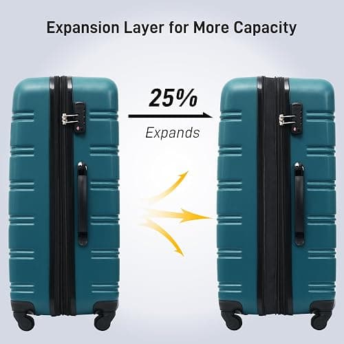 Merax Luggage Sets 3 Piece Suitcase Set 20/24/28,Carry on Luggage TSA Lock Expandable,Hard Case Luggage with Spinner Wheels,Antique blue green thumbnail 4
