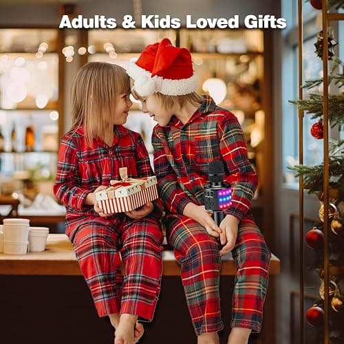BONAOK Karaoke Microphone for Kids & Adults - Bluetooth Microphones Singing Mic with Disco Lights, Echo Effect, Built-in Speaker Portable Karaoke Player for Party Travel Gifts Q78(Black) thumbnail 2