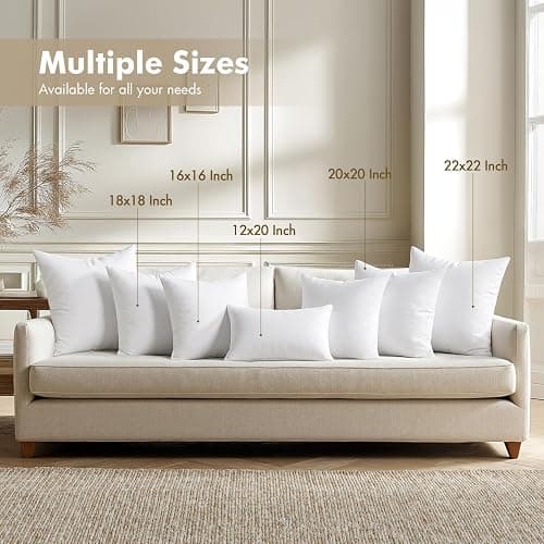 MIULEE Pillows Inserts, Pack of 4 18x18 Inch 100% Virgin Microfiber Filling Throw Pillows for Bed Couch Sofa thumbnail 3