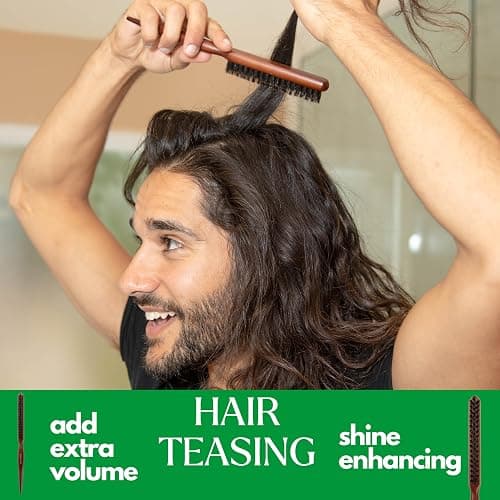 GranNaturals Teasing Boar Bristle Hair Brush for Women - Slick Back Comb with Rat Tail Pick for Hair Sectioning Used for Edge Control, Backcombing, Smoothing, and Styling Fine Hair to Create Volume thumbnail 2