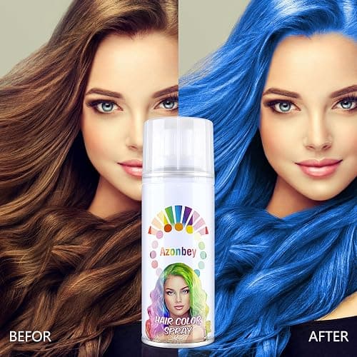 Blue Hair Spray,Temporary Hair Color Spray for Women Kids Men,Washable Hairspray,Colored Hair Spray,Color Hairspray for Halloween,Party,Cosplay,Christmas Day (01#Blue) thumbnail 4