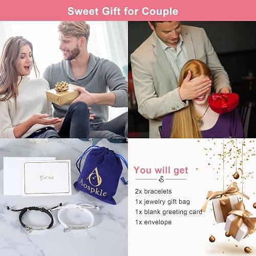 Couple Matching Bracelets, Bf And Gf Bracelets, Best Friend Friendship Relationship Bracelet,Stretch Adjustable Bracelets Jewelry for Him and Her thumbnail 3
