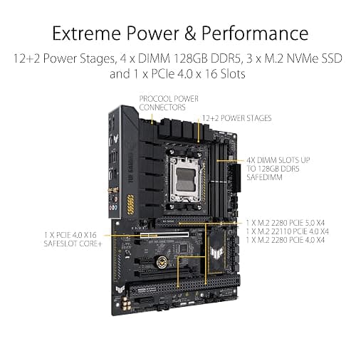 ASUS TUF GAMING B650-PLUS WIFI AMD Ryzen AM5 ATX motherboard, 14 power stages, PCIe 5.0 M.2 support, DDR5 memory, WiFi 6 and 2.5 Gb Ethernet, USB4 support and Aura Sync thumbnail 3
