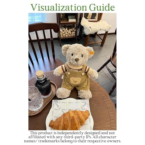 LICHADUOLE 9-12"/30cm Plush Outfit Set: Knit Sweaters + Corduroy Overalls for Medium Bartholomew Bear Doll Clothing for Fuller-Figured Teddy Bears (NO Doll) thumbnail 4