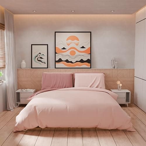 PETTI Artigiani Italiani - Set Housse de Couette 160x200 cm (1 Taie d'oreiller 50x80 cm Incluse), Parure de Lit Microfibre 1 Personne Douce Rose Clair Foncé thumbnail 3