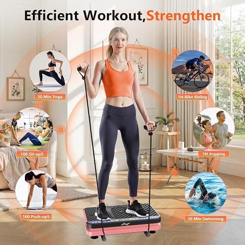 AXV Vibration Plate Fitness Platform Exercise Machine Vibrating Shaking Full Body Shaker Workout Vibrate Stand Shake Board Sport Gym for Weight Loss Fat Burner for Women Men thumbnail 2