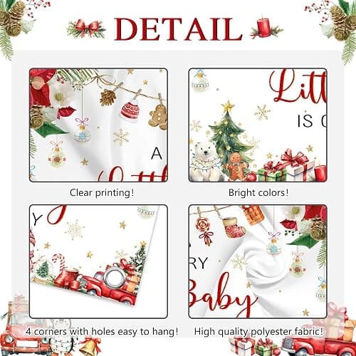 Avezano Christmas Baby Shower Backdrop A Little Merry Is on the Way Banner Xmas Winter Wonderland Newborn Baby Shower Party Decorations (6x3.6ft) thumbnail 8