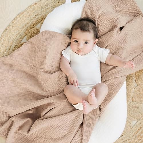 Konssy 3 Pack Muslin Swaddle Blankets for Unisex, Newborn Receiving Blanket, Large 47 x 47 inches, Soft Breathable Muslin Baby Swaddles for Boys & Girls thumbnail 7