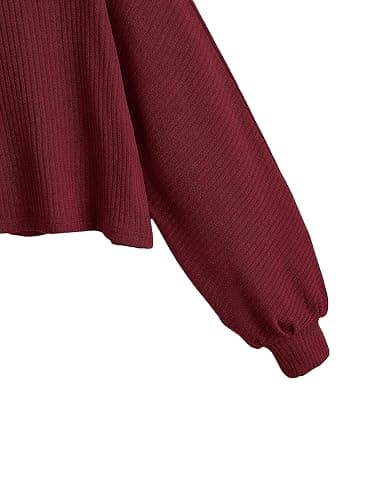 SweatyRocks Women's Casual Crewneck Raglan Long Sleeve Ribbed Knit Crop Top Cropped Sweater thumbnail 4