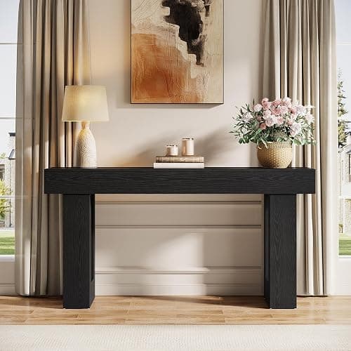 Tribesigns 63-Inch Long Console Table, Wooden Rectangular Sofa Table Behind The Couch, Farmhouse Entryway Table for Entrance, Hallway, Living Room (Black) - Black thumbnail 3