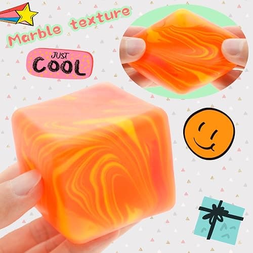 Slow Rising Stress Cube , Dough Stress Balls Soft Fidget Squishy Toys for Anxiety Relief, Pull Stretch Classroom Prize Party Favors Toys for Kids thumbnail 3