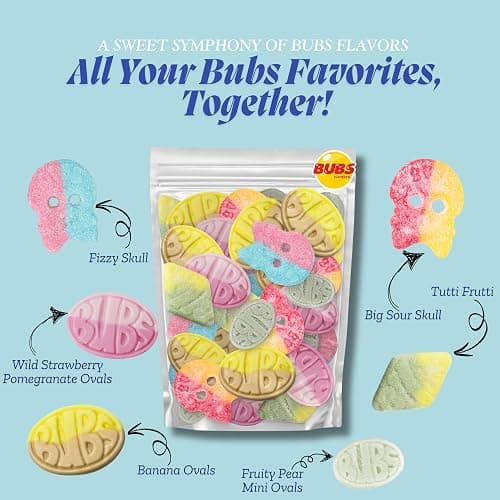 Bubs Swedish Candy Mix - Authentic Sweet and Sour Swedish Gummies - 1 Pound of Godis From Sweden - Big Ovals, Dizzy Skulls, Tutti Frutti and More - Foam Candy - Perfect Gift for Candy Lovers 🎁 thumbnail 3