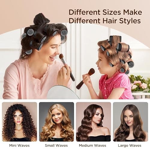 Romon 31 Pièces Bigoudis Cheveux Set, 18 Rouleaux Cheveux Chauffant Heatless Curling avec 3 Tailles 40mm 30mm 20mm avec 12 Pinces à Cheveux et 1 Peigne pour Tous Les Cheveux Courts, Moyens Ou Longs thumbnail 6