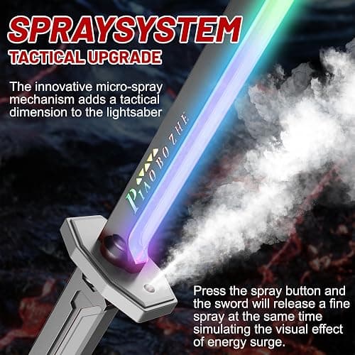 LED Light Up Sword, 31.5" Spark Sword with Mist/Fog, Motion-Activated Sound & Color Changing, USB-C Rechargeable Cosplay Sword Prop for Rave, Halloween & Parties, Adults & Kids thumbnail 3