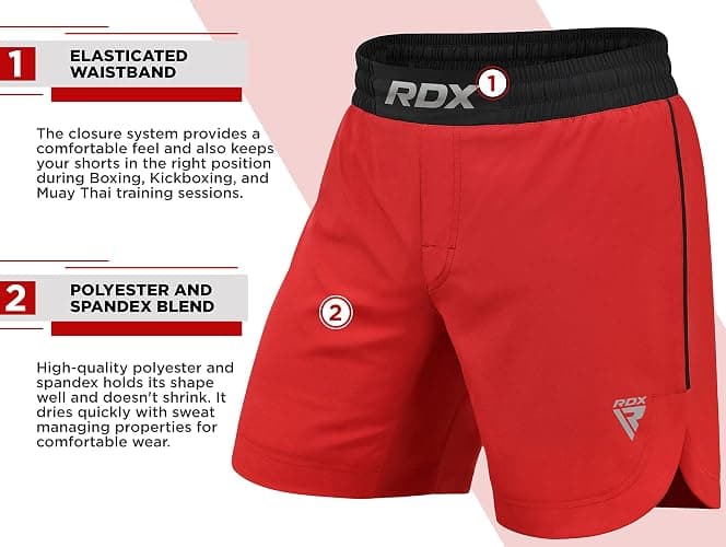 RDX MMA Shorts for Training & Kickboxing – Fighting Shorts for Martial Arts, Cage Fight, Muay Thai, BJJ, Boxing, Grappling thumbnail 6
