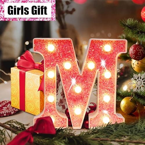 Light Up Letters, Glitter Alphabet Letter Sign Pink LED Marquee Letter Lights Battery Powered for Night Light Girls Bedroom Birthday Party Wedding Home Christmas Decorations Gift for Her-Pink O thumbnail 3