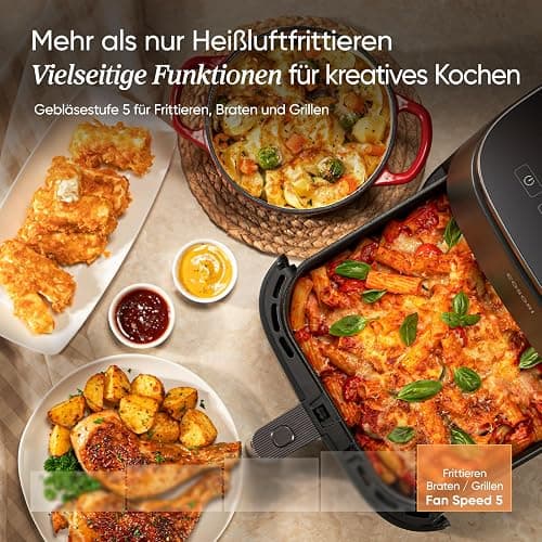 Cosori Turboblaze Airfryer Heißluftfritteuse, 9-in-1 Air Fryer XXL 6L, leiser DC Motor mit 5 Geschwindigkeitsstufen, Grillen, Backen, Gären, Dehydrieren, Tiefkühlen, 87 Rezepte, 64% energiesparend thumbnail 5
