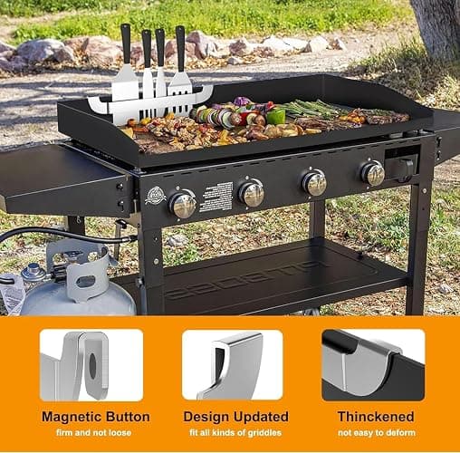 10 Inch Griddle Spatula Holder Magnetic Design, Stainless Steel Grill Barbecue Tool Rack, Griddle Accessories for Blackstone Flat Top Griddle and Other Grill Griddles (2 Pcs) thumbnail 5