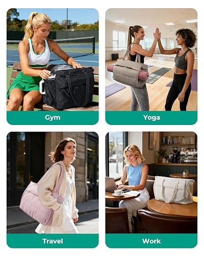 BAGSMART Women's Gym Duffel Bag for Yoga Mat, 22L with Wet Pocket | 22L Capacity, Wet Pocket, Yoga Tennis Badminton, Trolley Sleeve, Ryanair EasyJet Underseat & Carry-On Compliant thumbnail 9