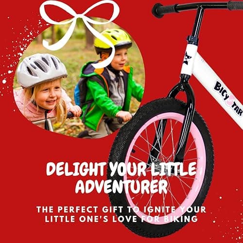 bicystar 16 Inch Kids Balance Bike for 5-8 Year Old, No Pedals, Air Tires, Footrests, Adjustable Height for Big Boys, Girls thumbnail 6
