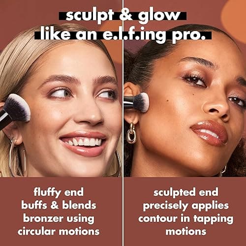 e.l.f. Liquid Bronzer & Contour Duo Brush, Silky Highly Pigmented Formula with Dual-ended Makeup Brush, Synthetic Bristles, 100% Vegan and Cruelty-Free thumbnail 3