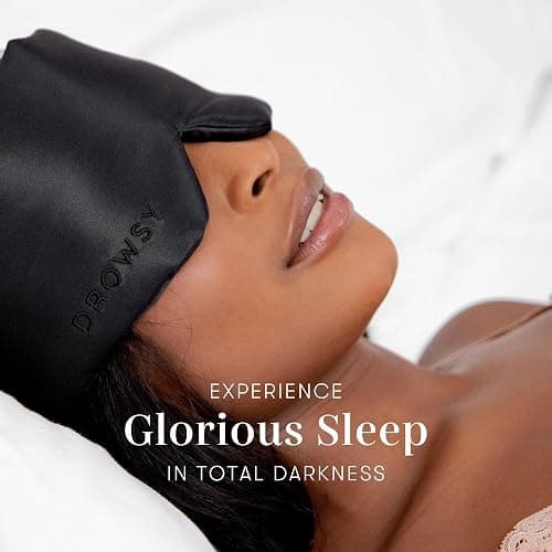 DROWSY Silk Sleep Mask - Face-Hugging, Padded Cocoon for Luxury Sleep in Total Darkness - 100% Pure Mulberry Silk (Black Jade) thumbnail 6