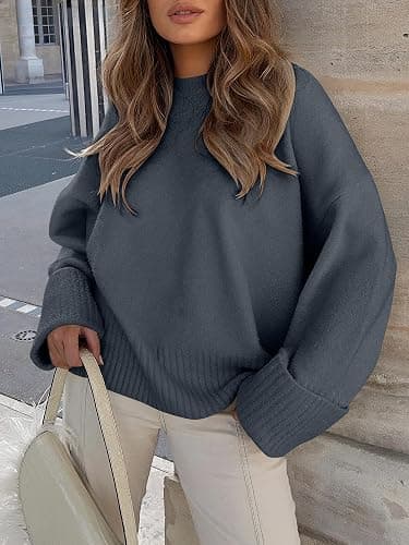 ANRABESS Women's Oversized Sweaters 2025 Long Sleeve Fuzzy Knit Casual Chunky Pullover Sweater Fall Outfits Clothes thumbnail 3
