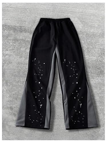 RoseSeek Boy's Y2K Wide Leg Baggy Pants Vintage Trendy Sweat Pants Elastic Waist Street Sweatpants with Pockets thumbnail 5