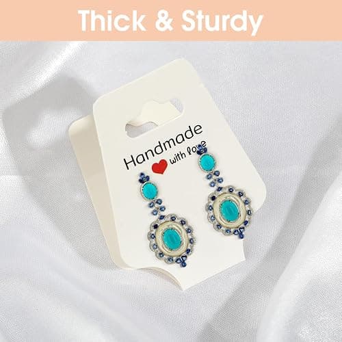 200 Pcs Bracelet Necklace Display Cards, Self Adhesive Jewelry Packaging, Sturdy Hanging Displays for Selling Necklaces, Chokers, Earrings Hair Accessories, Small Business, 4.75x1.75 Inches (White) thumbnail 5