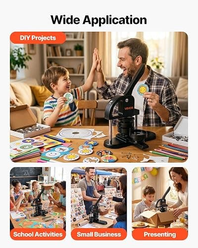 VEVOR Button Maker Machine 1/1.25/2.25 inch(25/32/58mm) 3-in-1 Pin Maker | with 300pcs Button Parts, Children DIY Presents, Ergonomic Arc Handle Punch Press Kit, Panda Magic Book, and Circle Cutter thumbnail 9