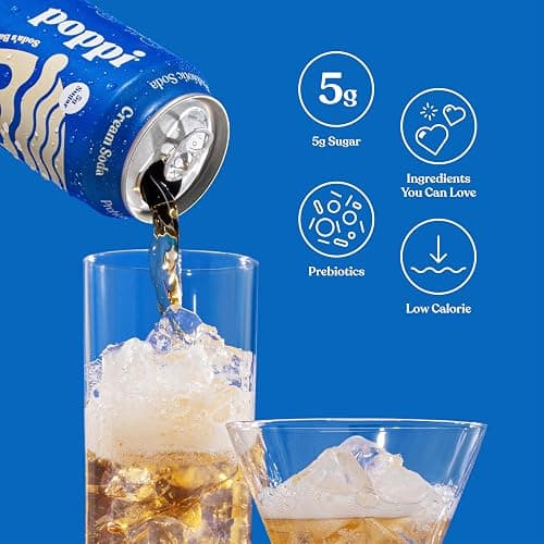 Poppi Prebiotic Soda, Cream Soda, 12 Oz, 12 Pack thumbnail 4