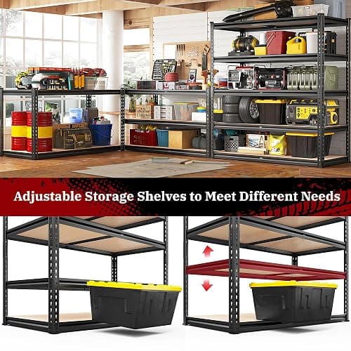 REIBII 2500LBS Garage Shelving 72''H Storage Shelves 40" W Metal Shelving 5 Tier Metal Shelves Adjustable Pantry Shelf for Closet Pantry Basement Kitchen Warehouse 72" H x 40" W x 20" D thumbnail 5